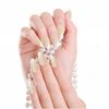 CHEERYMAGIC Pearl Press on Nails 24 Pcs Coffin False Nails Short French Fake Nails Ballerina Acrylic Stick on Nails for Women Girls A2-FSZZJP