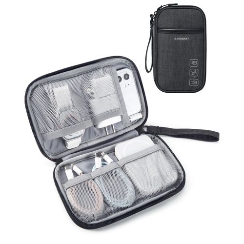 BAGSMART Cord Organizer Travel Cable Organizer Bag Tech Electronic Organizer Travel Case, Travel Essentials for Charger, Cable, Phone, Flash drive, Single Layer - Black