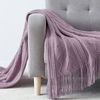 BOURINA Textured Solid Soft Sofa Throw Couch Cover Knitted Decorative Blanket,Light Lavender, 127x152cm