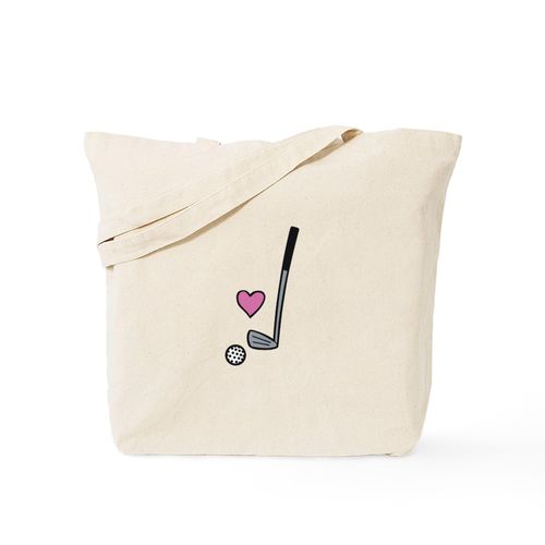 CafePress Heart Golf Ball Tote Bag Reusable Natural Beige Canvas Shopping Bag