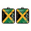Bleu Reign Personalized Potholder Set Custom Name Jamaica Flag Marble Monogram Linen