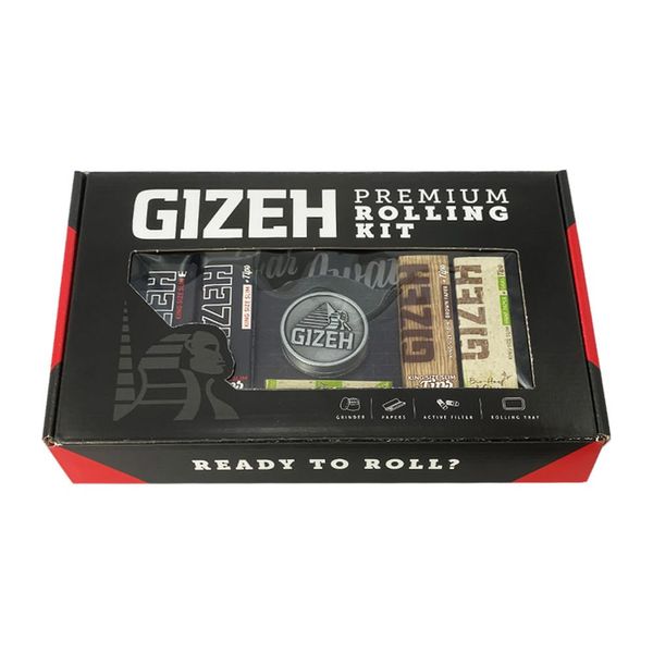Gizeh Premium Rolling Kit with Rotating Pad, Active Tips, Papers, Tips and Grinder