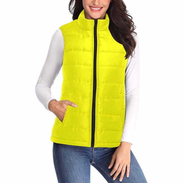 Womens Puffer Vest Jacket / Yellow - XS