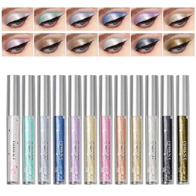 12 Farben Flüssiges Glitzer Lidschatten Metallic Glitzer Langlebig Wasserdicht Lidschatten Polaris Galaxie Schimmer Augen Makeup