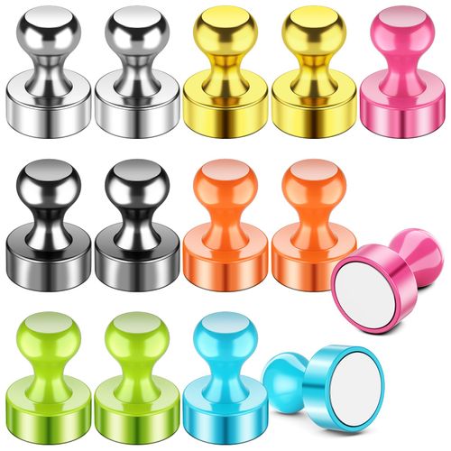 FINDMAG Strong Fridge Magnets, Mix Color Magnetic Push Pins, 14 Pack Colorful Tacks Magnets, Push Pin Magnets for Home, Kitchen, Whiteboard, Pictures, Classroom, Office, Dry Erase Board