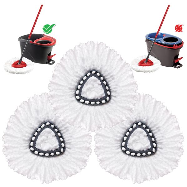 KLEEN HANDLER Microfibre Spin Mop Head Refills | Compatible with EasyWring 1-Tank System, White, Large