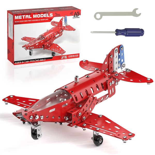 Lucky Doug STEM Building Projects Model Airplane Set - Building Toys for Kids Ages 8-12, Assembly Science Kit for Boys 7 8 9 10 11 Years Old