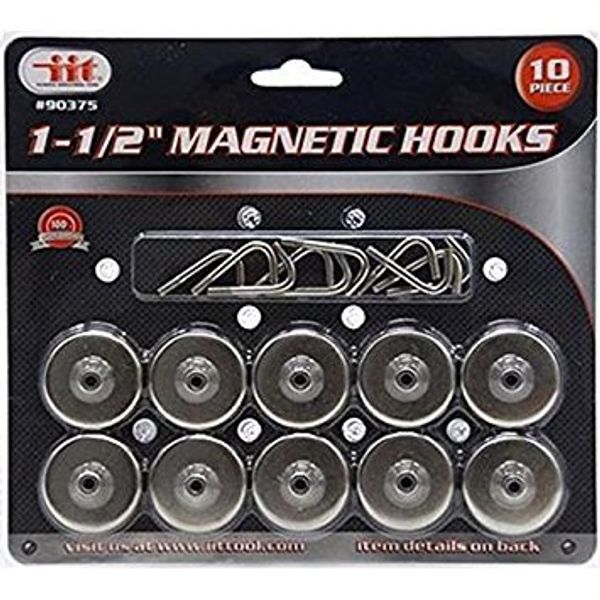IIT 90375 Magnetic Hooks 1-1/2" Set Super Strong (10 Piece)