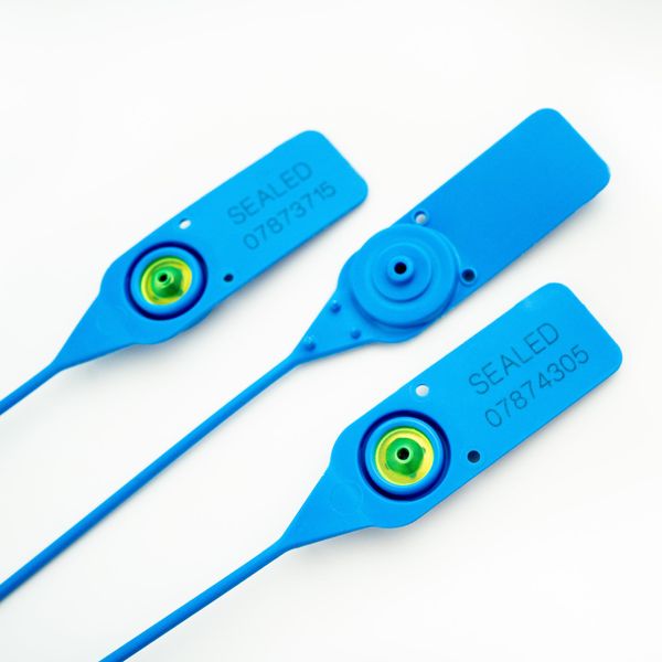 Blue 380mm Plastic Security Seals. High Strength Numbered Tags Pull Ties Anti-Tamper (500)