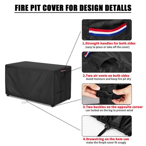 Youlvy Fire Pit Cover Rectangular 54 Inch - Waterproof Outdoor Fire Table Cover Rectangle Heavy Duty, 600D Patio Propane Gas Firepit Cover Rectangular Tear Weather Resistant - 54 x 22 x 24 Inch