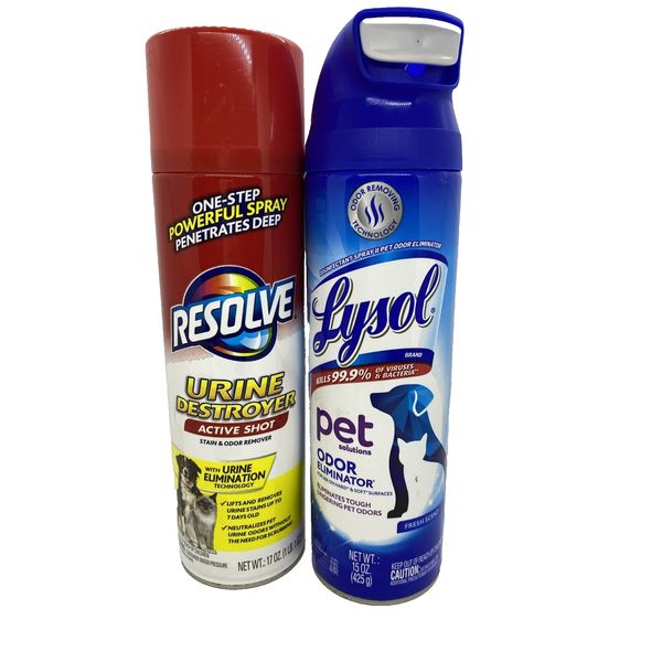 Resolve Urine Destroyer & Lysol Pet Odor Eliminator Aerosol NEW