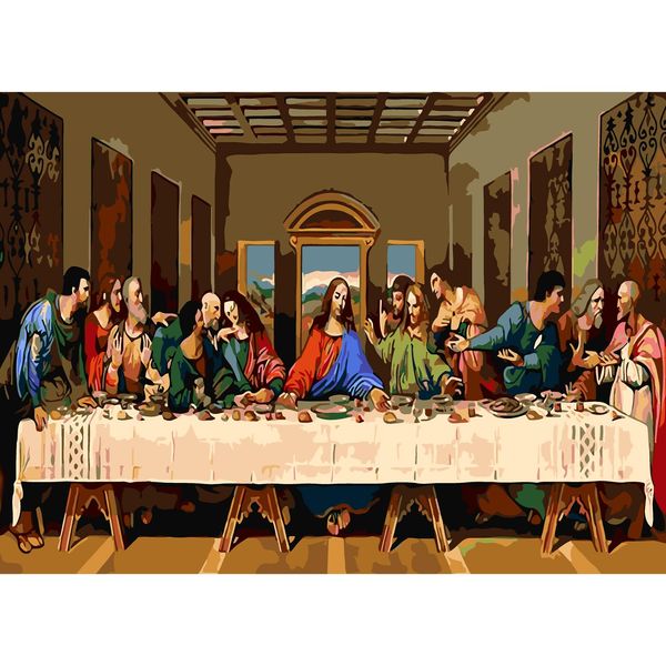 AIRDEA Jesus Last Paper Paint by Numbers Adult, Paint by Number Kits on Canvas with Brushes, Oil Hand Painting Art Crafts Kits for Adults, Home Decor 60x40CM