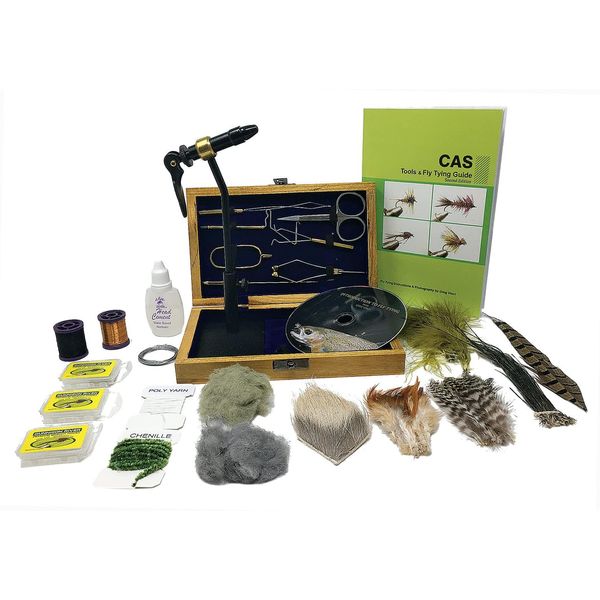 Colorado Angler Fly Tying Kit for Fly Fishing - Comprehensive Fly Fishing Tool Kit, Includes Fly Tying Vise, Wooden Box, Book and DVD Included