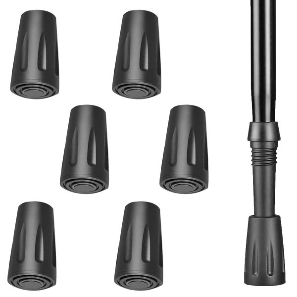 6-Pcs Durable 11mm Non-Slip Rubber Tips for Walking Sticks & Hiking Poles - Enhance Stability & Safety