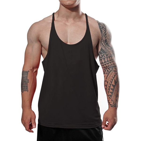 JEEING GEAR Men's Stringer Bodybuilding Workout Gym Tank Tops Y Back Cotton Color Black Size M