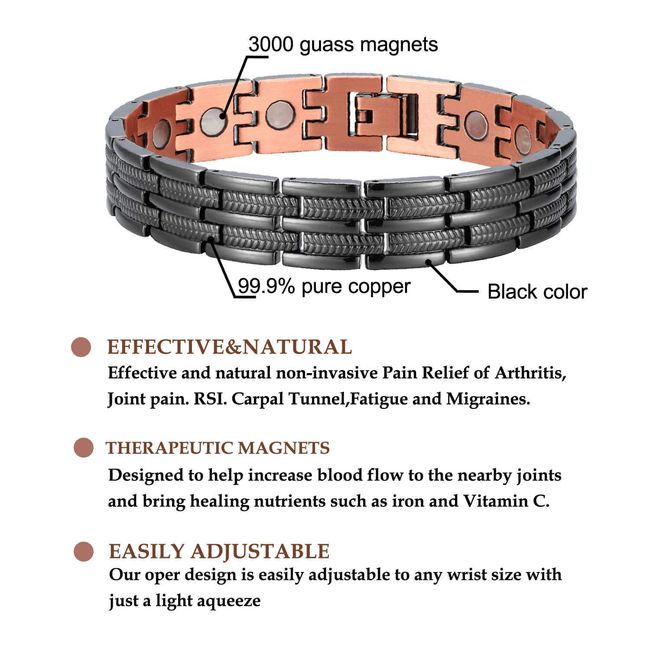 Magnetic Copper Bracelet Healing Therapy Arthritis Pain Relief