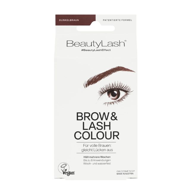 BeautyLash BROW & LASH COLOUR – gleicht Lücken aus für volle Brauen und intensiv dunkelbraune Wimpern – Vegan, wisch- und wasserfest – Hält bis zu 6 Wochen – 7 ml