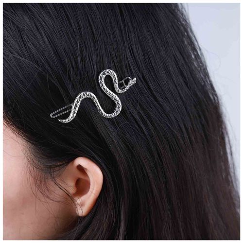 Xduargs Vintage Snake Hair Clip Barrette Snake Hair Clip Clips French Snake Hairpin Barrette Snake Bobby Pins Hair Clip Headpiece Accessories for Women (Silver)