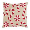 Mud Pie Candy Cane Beaded Pillow, 18" x 18", TAN