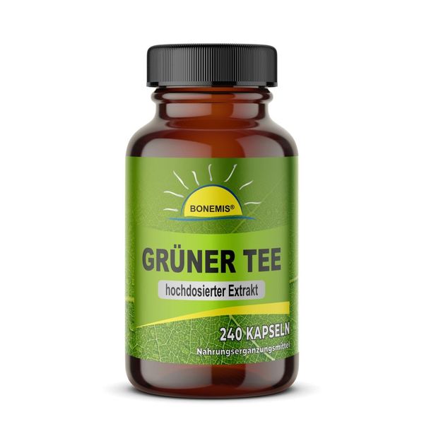 Green Tea Extract, 240 High Dose Capsules Without Unwanted Additives Bonemis®