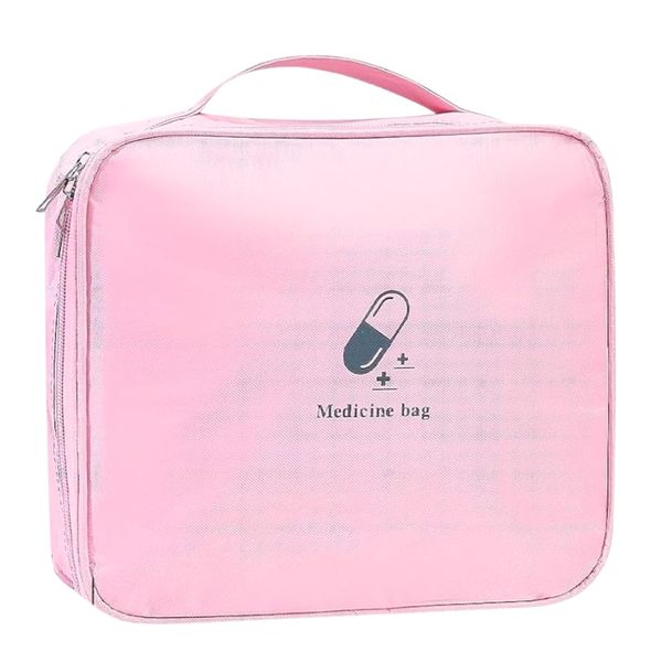 Portable First Aid Kit Bag, 25cm x 22cm x 9cm, Pink or Blue