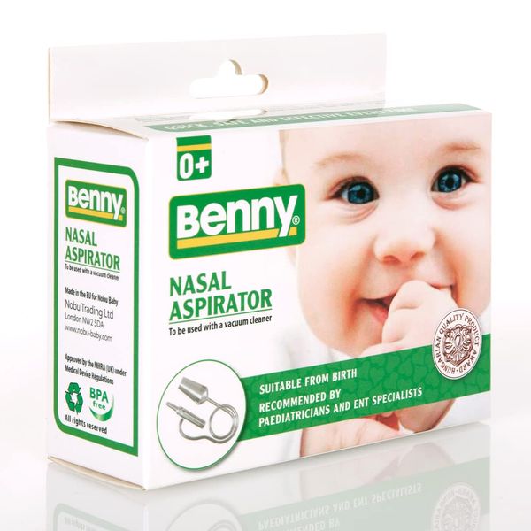 Benny Nasal Aspirator -The Most Effective Nose Cleaner for Sinus Congestion Cold and flu. Safe, Gentle and Fast Nose Suction for Newborns Children Even for 7yrs