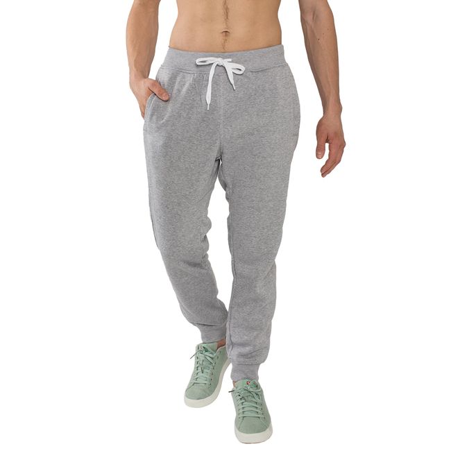 Southpole Men's 1570 Basic Active Fleece Jogger Sweatpants, Heather Grey A, L