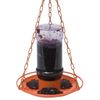 Jelly Feeder, 32 oz, 3-Port/Perch, Plastic, Orange, Hanging Mounting