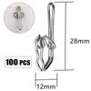 100 Pack Metal Curtain Header Tape Drapery Hooks, Silver