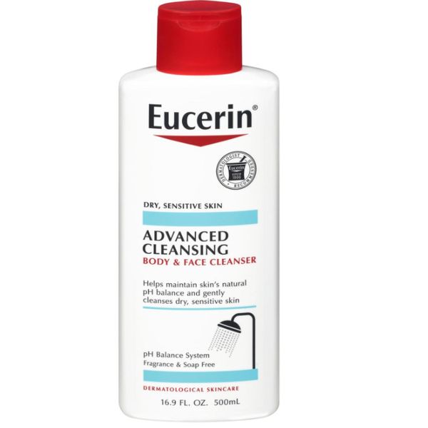 Eucerin Advanced Cleansing Body & Face Cleanser, 16.9 Fl Oz | pH-Balanced