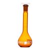Eisco Amber Volumetric Flask, 25mL - Class A - Borosilicate Glass, Polyethylene Stopper, 10/19 Socket - QR Code Marking for Calibration Certificate
