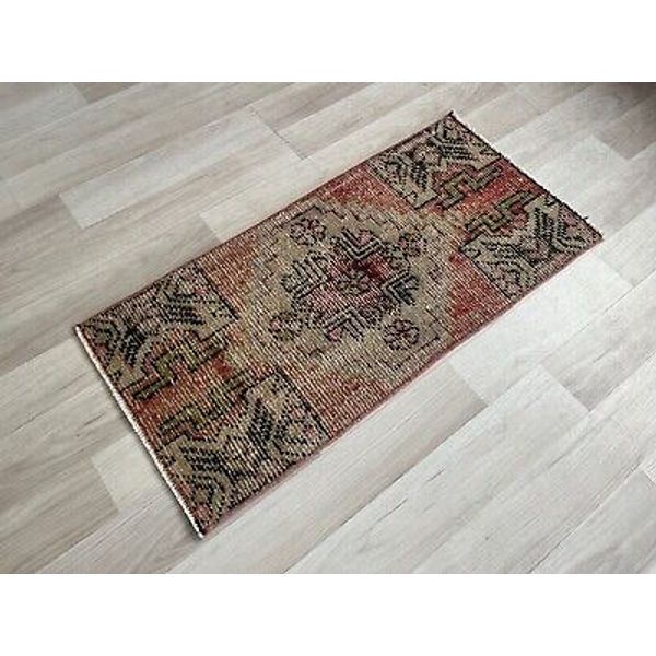 Small Rug,Bathroom Rug,Small Rug 1,3 x 2,8 ft  Primitive Rug,Turkish Rug,Doormat