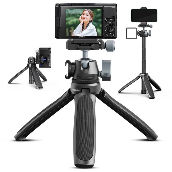 Ulanzi MT-47 Camera Tripod, Arca-Swiss Quick Shoe Type, Mini Tripod, 3-Level Extendable, Free Head Included, Tabletop Tripod, Selfie Stick, Quick Release Plate, 1/4 Screws, Cold Shoe Included,