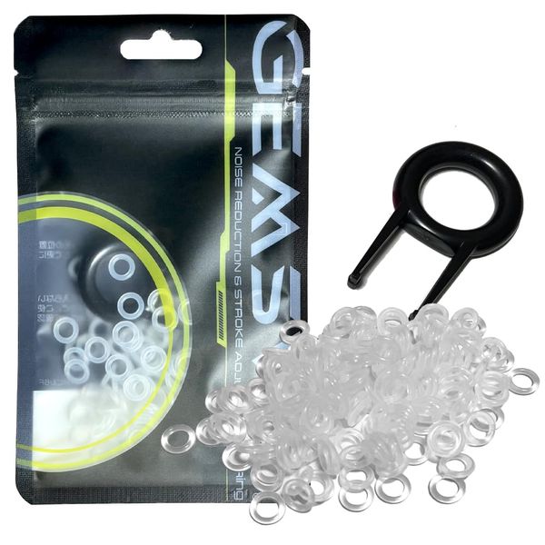 Gemswit (Cherry MX) Switch Compatible, Silent & Keystroke Adjustment, O-Ring (Clear/Clear)