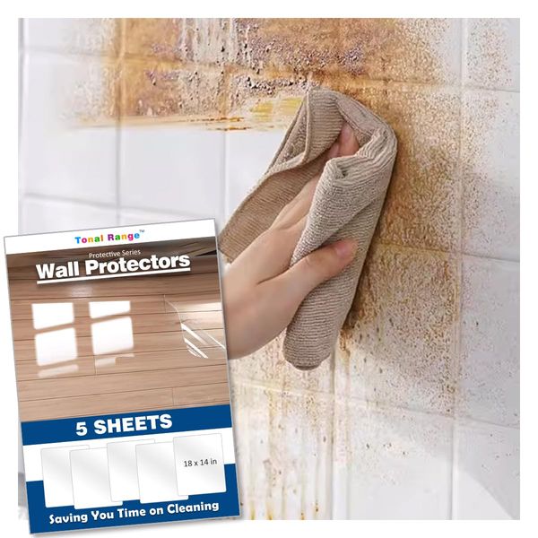 Clear Wall Protector Contact Paper, Kitchen Wall Stickers, Wall Protector Sheet for Trash Cans, Chair Bumpers, Carpet, Stove Backsplashes and Behind Stove -(5 Sheets)