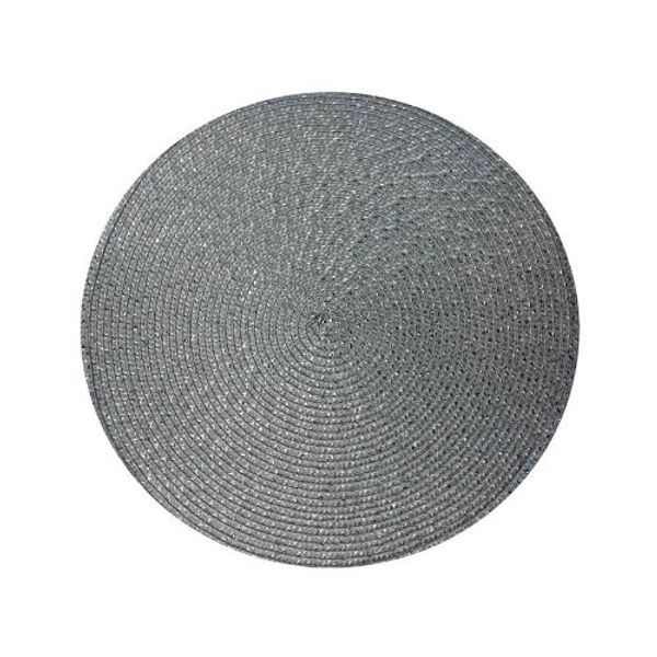 2 X 30cm Metallic Silver Glitter Woven Round Dining Mat Coaster Table Place Mat