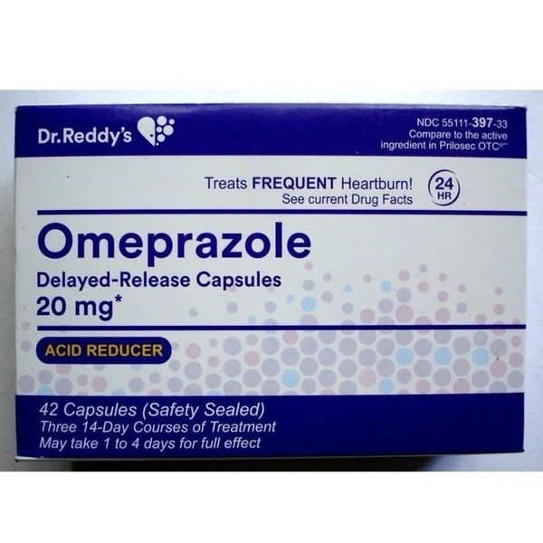 Dr Reddy’s Omeprazole, 20 mg Delayed-Release Acid Reducer, 84 Capsules Exp 1/27