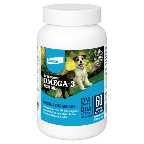 Free Form Snip Tips Omega-3 Fish Oil Liquid Supplement for Small Dogs and Cats, 60 Count