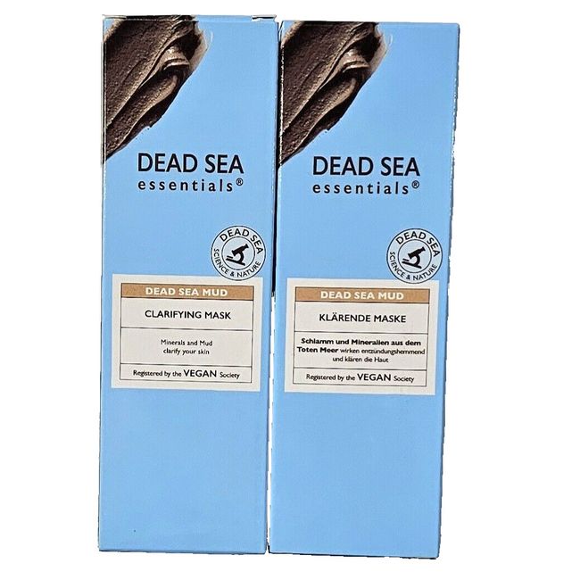 2 Pack Dead Sea Essentials Mud Clarifying Mask Minerals Vegan For Skin 3.4oz