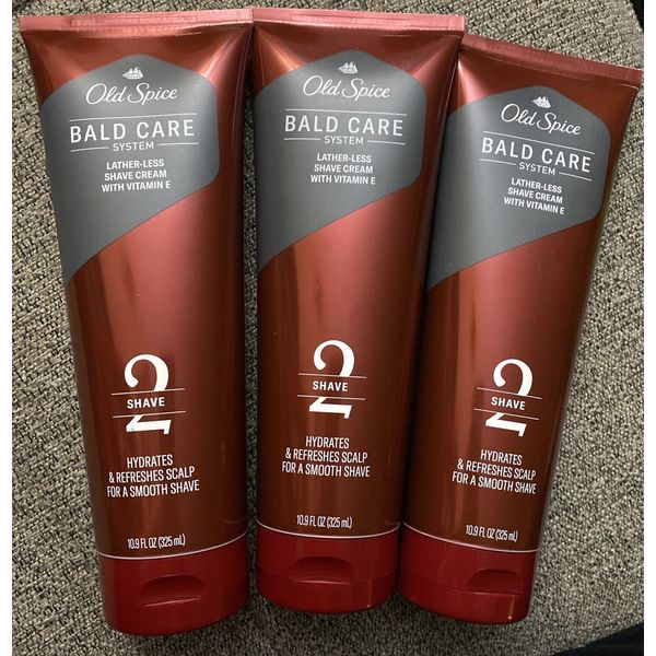 Old Spice Men's Bald Care System STEP 2 Shave Cream Vitamin E 10.9 oz Lot Of 3