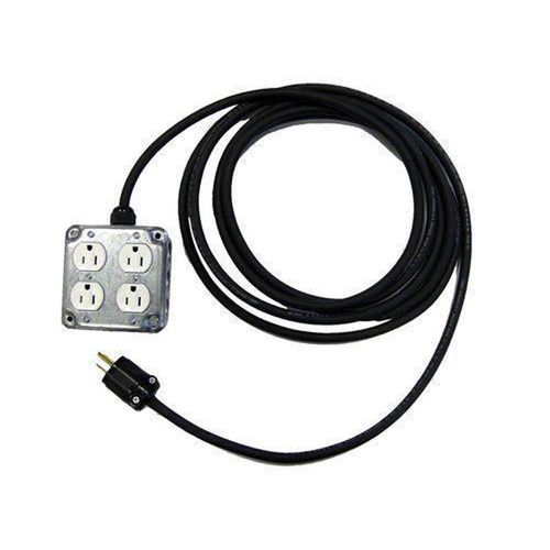 CBI Quad Duplex Box w/ 4 AC Outlets and 3' 12/3 Hardwired Power Cable, USA Made