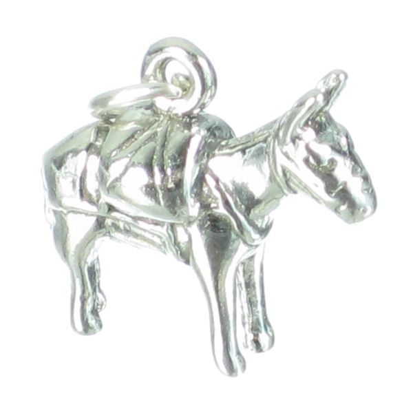 Donkey Mule pack on back sterling silver charm .925 x 1 Donkeys Mules