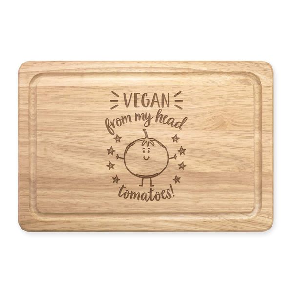 Vegan from My Head Tomatoes Rectangular Wooden Chopping Board