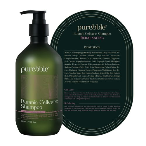 PUREBBLE Rebalancing Botanic Cellcare Shampoo 500ml, 16.90 fl oz | Sulfate-Free, Paraben-Free and Color-Safe | pH Balancing