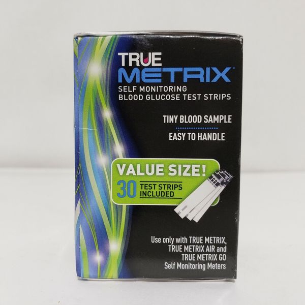 True Metrix Self Monitoring Blood Glucose Test Strips 30 New in Sealed Box