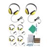 Califone 2800-YL Listening First Headphones in Yellow (Set of 6) w/ Cleaning Kit