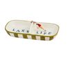 Mud Pie Dish 5" x 9" Retreat Divided Snack Tidbit, White