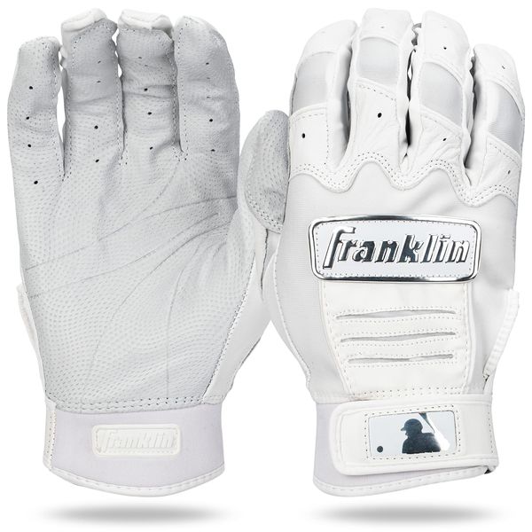 Franklin Sports MLB CFX Pro Baseball Batting Gloves - Chrome White - Adult Medium