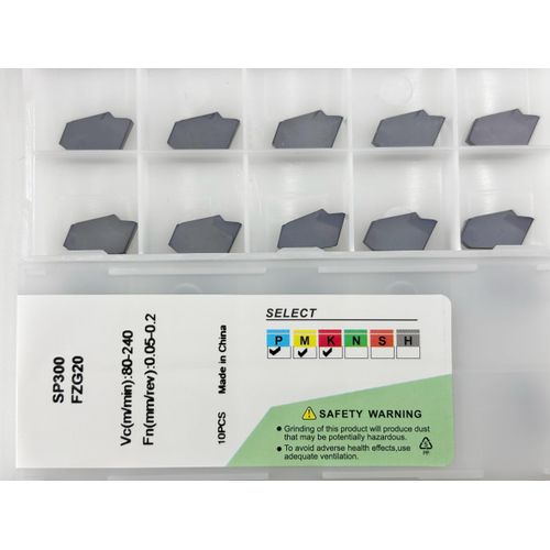 Feyzor GTN-3 CNC Grooving Carbide Inserts Steel 10pcs, SP300 Grooving Tools, PVD Black Coating