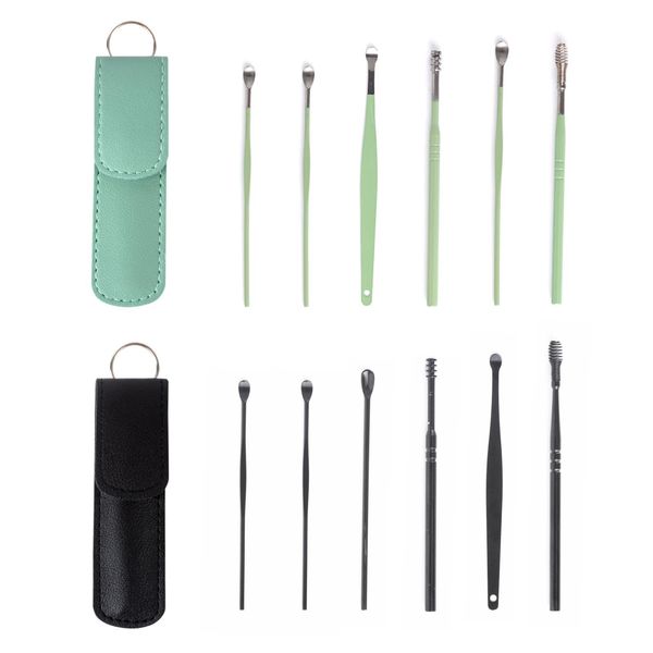 GWAWG 2 Sets Ear Wax Removal Kit, 12 Pcs Premium Stainless Steel Reusable Ear Cleaning Tool Set with PU Storage Bag, Universal for adults and children